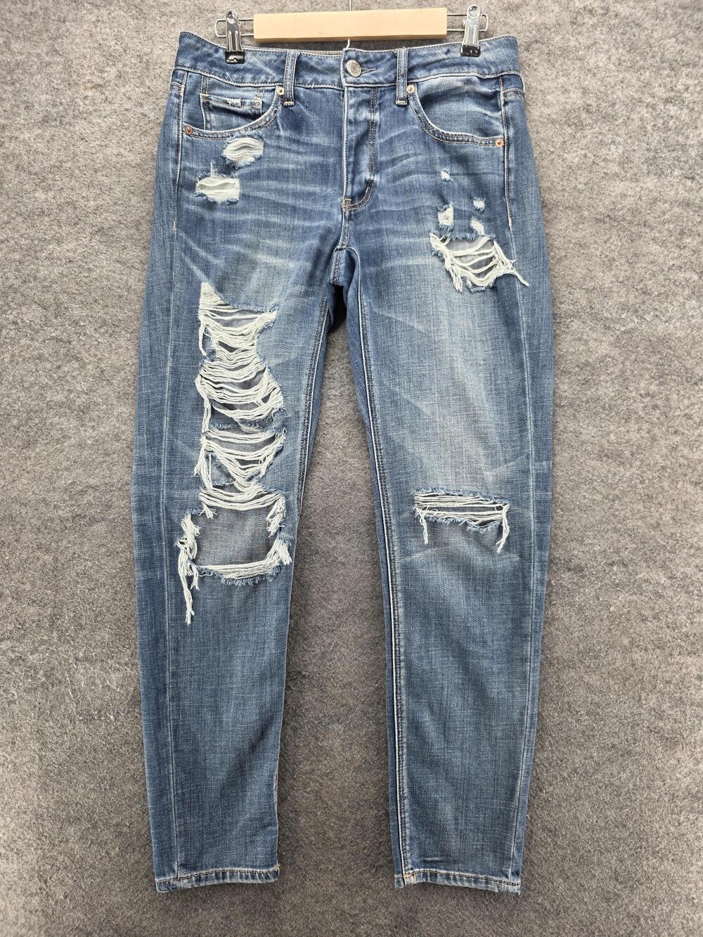 American Eagle Outfitters Jeans Womens 4 Blue Tomgirl Distressed Button Fly